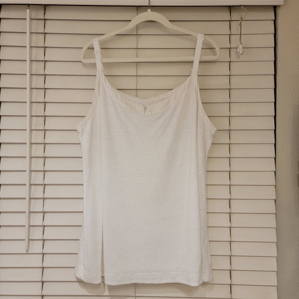 Eileen Fisher Tank Top Womens 2X White Linen Sleeveless Adj Straps Minimalist